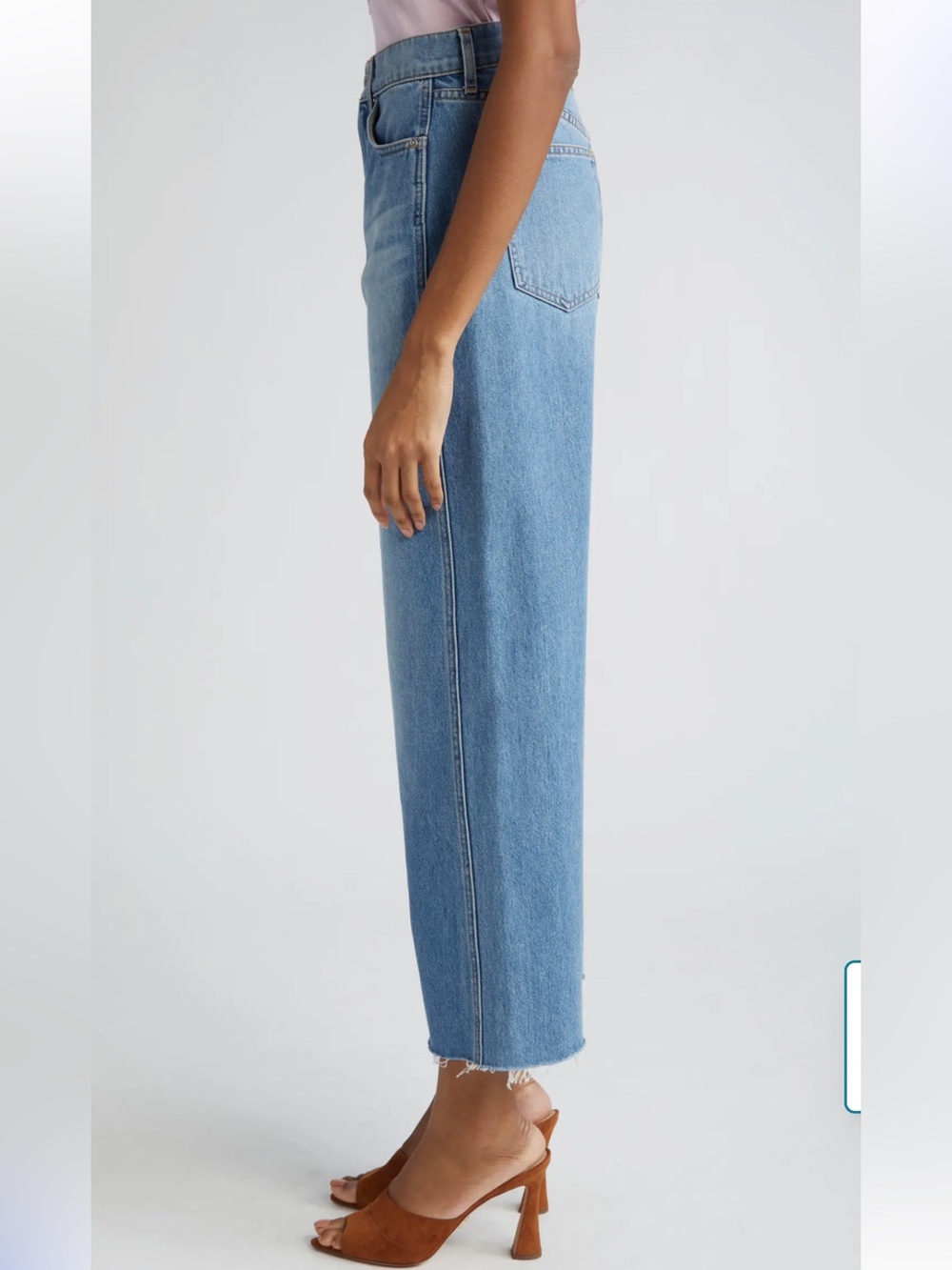 Veronica Beard Taylor Cropped High Rise Wide Leg raw hem Jeans Wanderer Dust 26 - Picture 2 of 14